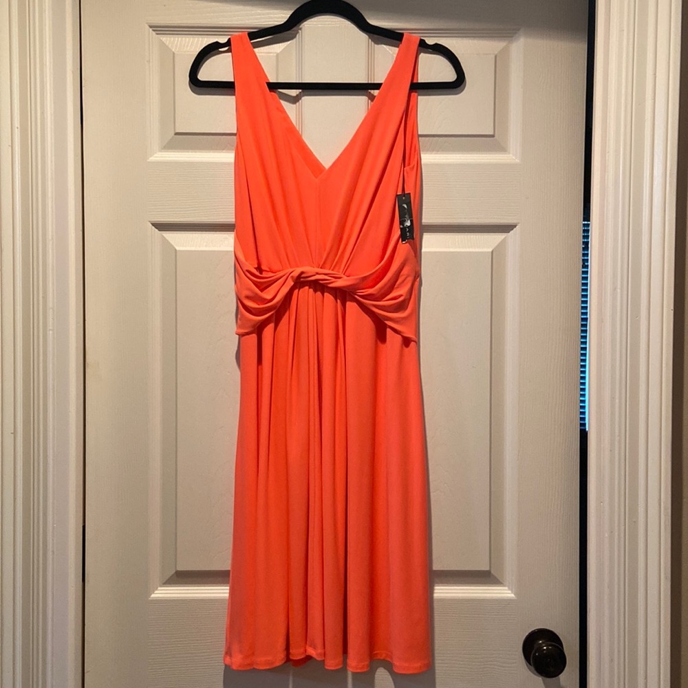 Matt jersey material coral dress